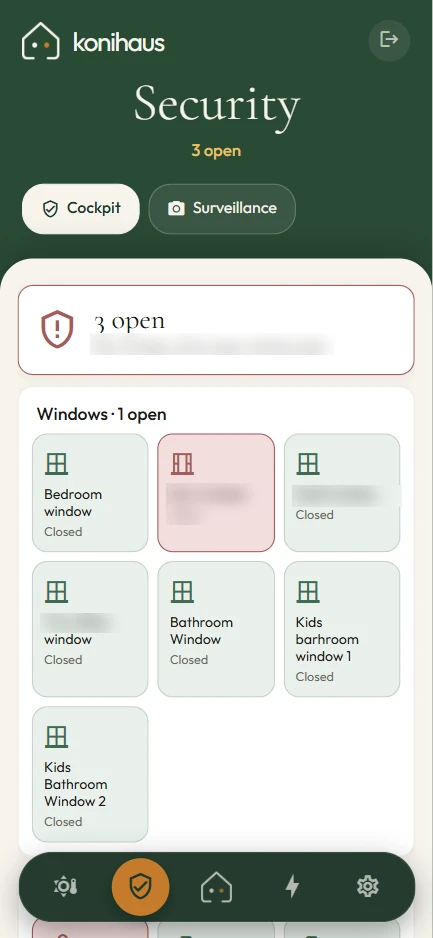 Konihaus-App: Sicherheit mit Fenster- und Türstatus
